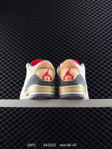 Jordan Air Jordan 3 Muslin Beige Grey Red Cream EU 36-47 Basketball Shoe - Unisex BS-80721