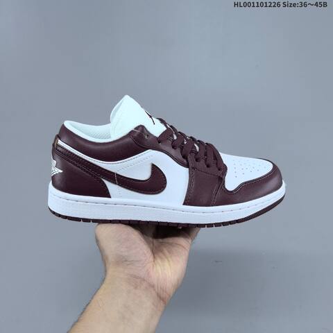 Jordan Air Jordan 1 Low White And Team Red Burgundy 36 45 Casual - Unisex (BS-67260)