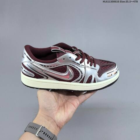 Nike Air Jordan 1 Retro Low OG Burgundy Silver Cream 35 5 47B Lifestyle - Women's (BS-65783)