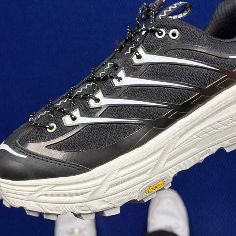 HOKA Mafate Three 2 Black White Cream Trail Shoe Trail Running Sneakers (BS-86808)