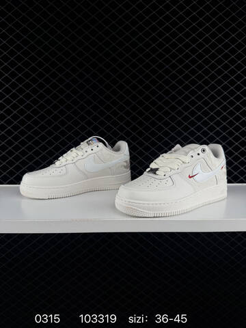 Nike Air Force 1 07 Low White Cream With Red Mini Swoosh EU 36-45 Casual - Unisex (BS-72634)