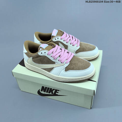 Nike Air Jordan 1 x Travis Scott Brown White Pink 36 46B Lifestyle - Women's (BS-67111)