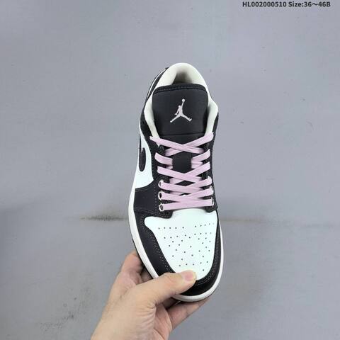 Jordan Air Jordan 1 Low SE Black White With Pink Laces And Iced Carmine Accents 36 46B Lifestyle - Women's (BS-66004)