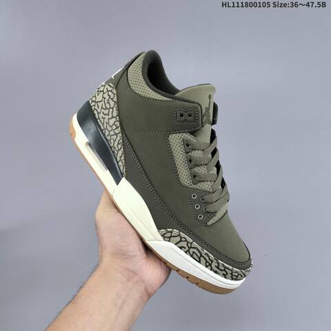 Jordan Air Jordan 3 Retro Olive Green Black White Gum 36 47 5 Basketball - Unisex (BS-67106)