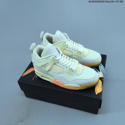 Jordan Air Jordan 4 Retro Sail Light Grey Gum Orange EU 36-47 5 Basketball - Unisex (BS-65915)