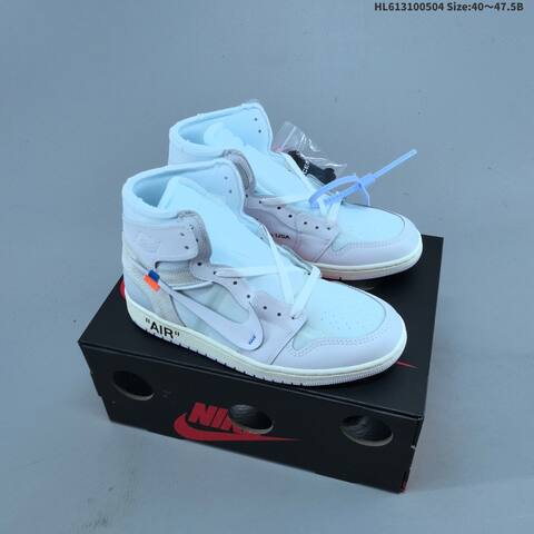 Jordan Air Jordan 1 High OG x Off-White White Light Blue Cream With Orange And Blue Accents 40 47 5 Lifestyle - Men's (BS-66053)