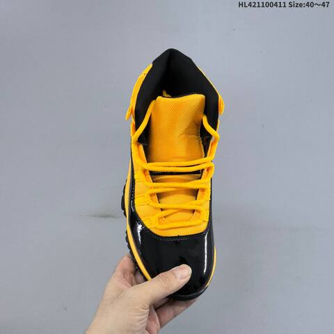 Jordan Air Jordan 11 Retro High Black And Yellow 40 47 Basketball - Men's (BS-66235)