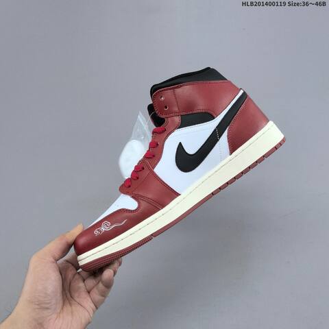 Jordan Air Jordan 1 Mid White Red Burgundy Black EU 36-46 Basketball - Unisex (BS-66919)