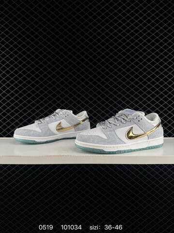 Nike SB Dunk Low Pro QS Sean Cliver Holiday Special DC9936 100 Light Grey White Gold Ice Blue EU 36-46 Skate - Unisex (BS-71356)
