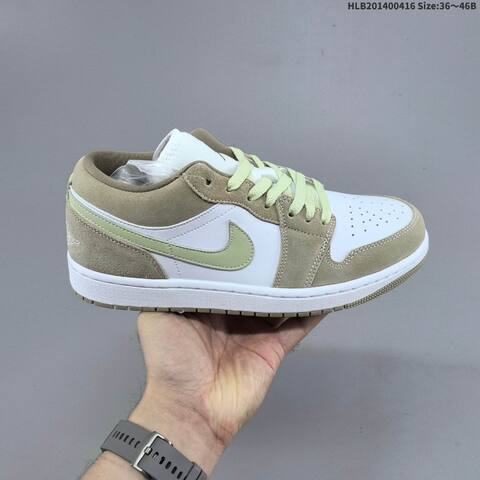 Nike Air Jordan 1 Low White Beige Light Green 36 46 Casual - Unisex (BS-66165)
