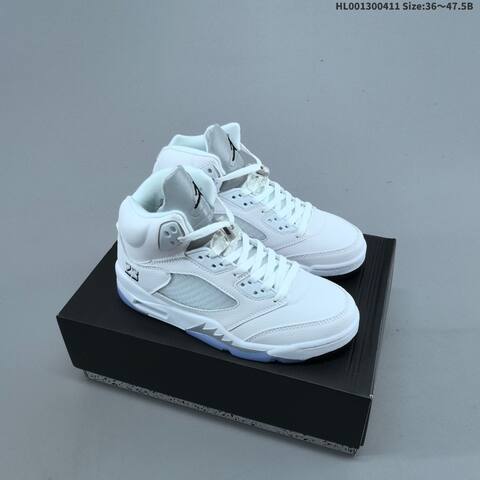 Jordan Air Jordan 5 Retro White Metallic Silver Ice Blue 36 47 5 Basketball - Unisex (BS-66240)