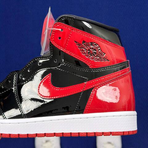 Jordan Air Jordan 1 Retro High OG Patent Bred 555088-063 Black Red White EU 42 5 Basketball Shoe - Men's (BS-87159)