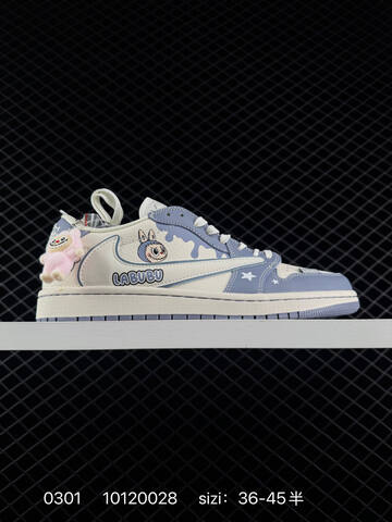 Jordan Air Jordan 1 Low Travis Scott Labubu Custom Off White Light Pink Light Blue EU 36-45 Sneaker - Unisex BS-79708