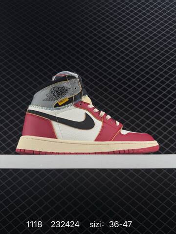 Jordan Union x Air Jordan 1 Retro High PK NRG White Black Red Cream Grey EU 36-47 Basketball Shoe - Unisex (BS-80245)