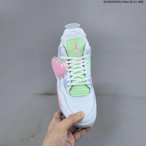 Jordan Air Jordan 4 Retro Valentine s Day White Pink Volt Green EU 35 5-40 Basketball - Unisex (BS-65991)