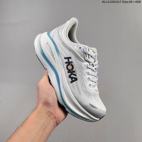 HOKA ONE ONE Bondi 9 Light Grey White Light Blue Orange Black EU 36-45 Running Shoe Running Sneakers - Unisex (BS-69430)