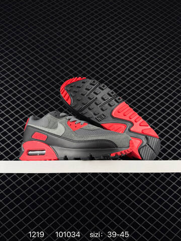 Nike Air Max 90 Grey Black White With Red Air Unit 39-45 Lifestyle - Unisex (BS-73607)