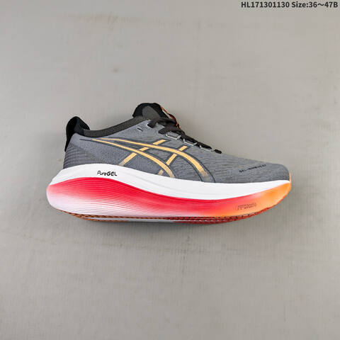 Asics Gel-Nimbus 27 Grey Black Orange Red White EU 36-47 Running Shoe Running Sneakers - Unisex (BS-69204)