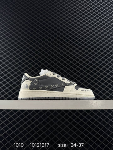Jordan Air Jordan 1 Low Travis Scott Fragment Custom Dark Green Off White Dark Grey Cream 24-37 Skate Shoe - Women s BS-80548