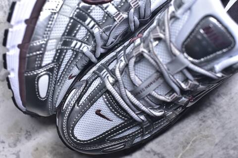Nike P-6000 White Metallic Silver Burgundy Running Shoe BS-59649