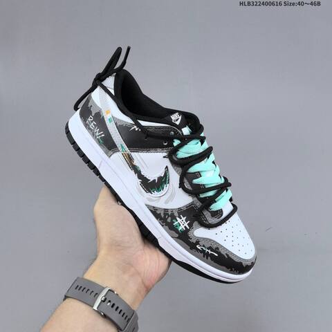 Nike SB Dunk Low DIY Custom White Black Grey Mint Green EU 40-46 Skate Shoe - Men s BS-59908