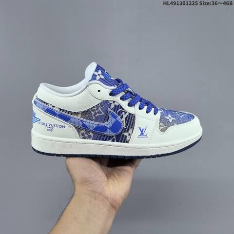 Jordan Air Jordan 1 Blue And White Louis Vuitton Monogram-inspired 36 46B Basketball - Women's (BS-67274)