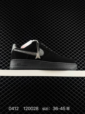 Nike Air Force 1 IQ9772-001 Black With Silver Crystal Accents EU 36-45 Lifestyle - Unisex (BS-72152)