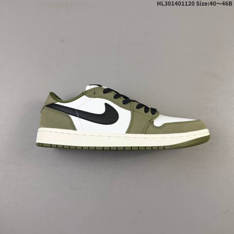 Nike Air Jordan 1 Retro Low OG White Olive Black 40 46 Casual - Men's (BS-63427)