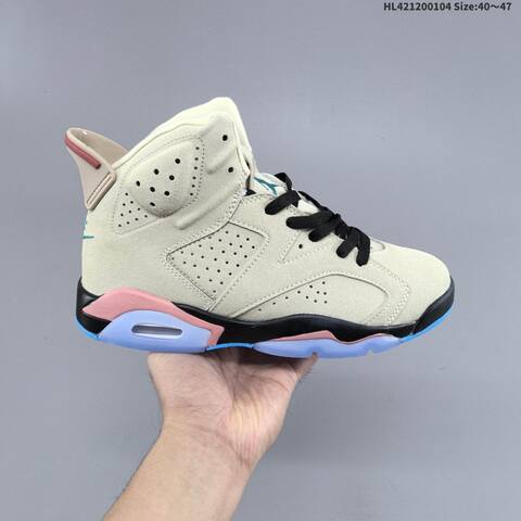 Jordan Air Jordan 6 Retro Pink Black Blue And White Black Blue EU 40-47 Basketball - Men's (BS-67126)