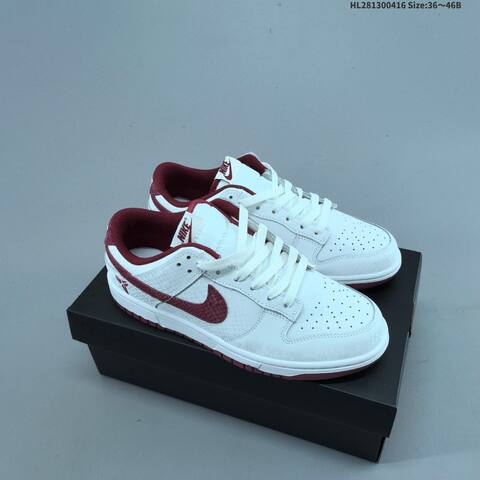 Nike Dunk Low White Burgundy EU 36-46 Skate Shoe - Unisex (BS-60699)