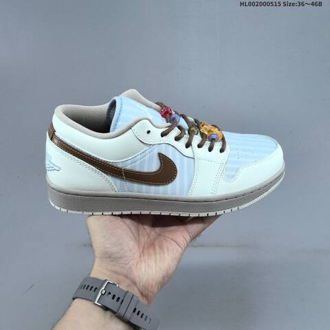 Jordan Air Jordan 1 Low Light Blue White Brown 36 46B Lifestyle - Women's (BS-65967)