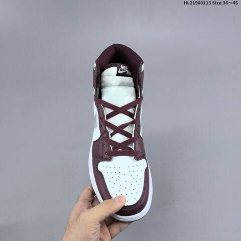 Nike Air Jordan 1 Retro High OG White Burgundy Gray 36 46 Basketball - Unisex (BS-62025)