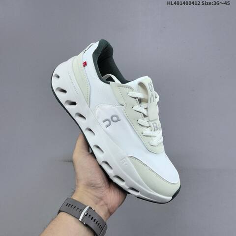 On Running THE ROGER Wildcard White Cream Dark Green EU 36-45 Running Shoe Running Sneakers - Unisex (BS-69617)