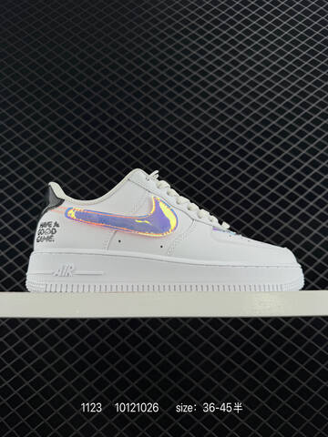 Nike Air Force 1 Low White Black With Neon Green Orange Blue And Purple Accents EU 36-45 Casual - Unisex (BS-74042)