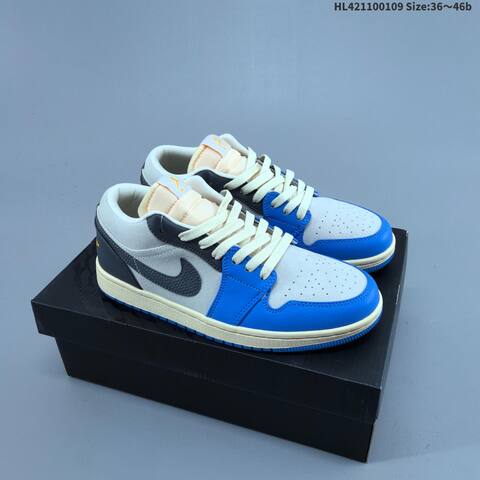Nike Air Jordan 1 Low Blue Gray Black White 36 46 Lifestyle - Unisex (BS-67034)