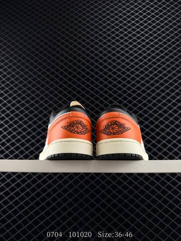 Jordan Air Jordan 1 Low Shattered Backboard Black White Orange Sail EU 36-46 Basketball Shoe - Unisex BS-81102