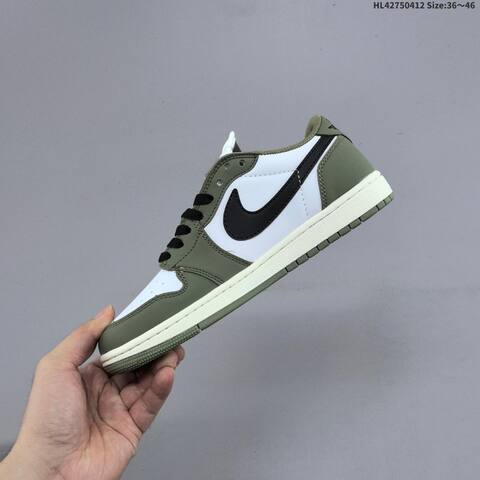 Jordan Air Jordan 1 Low White Olive Green Black EU 36-46 Casual - Unisex (BS-66216)