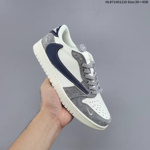 Nike Air Jordan 1 x Travis Scott White Grey Navy 36 45 Lifestyle - Unisex (BS-62362)