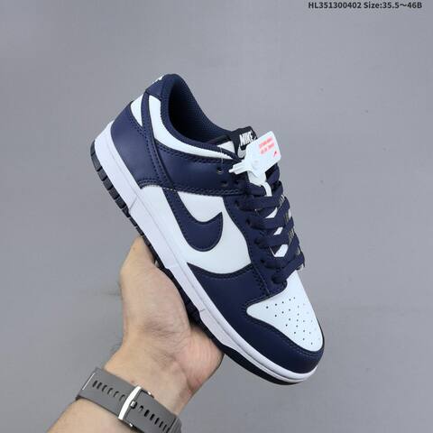 Nike Dunk Low White Navy Blue EU 35 5-46 Skate Shoe - Unisex BS-60974