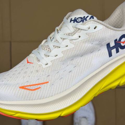 HOKA Clifton 9 White Yellow Orange Blue Running Shoe Running Sneakers (BS-86861)