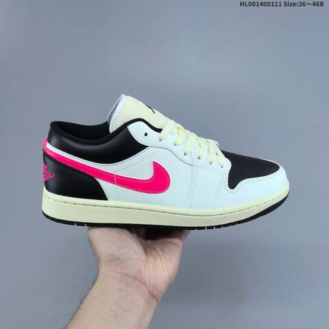 Jordan Air Jordan 1 Low White Black Pink 36 46B Lifestyle - Women's (BS-67007)