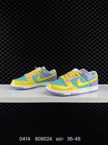 Nike Dunk Low Multi-color Patent Leather Yellow Turquoise Light Purple Pink White EU 36-45 Lifestyle - Unisex (BS-72106)