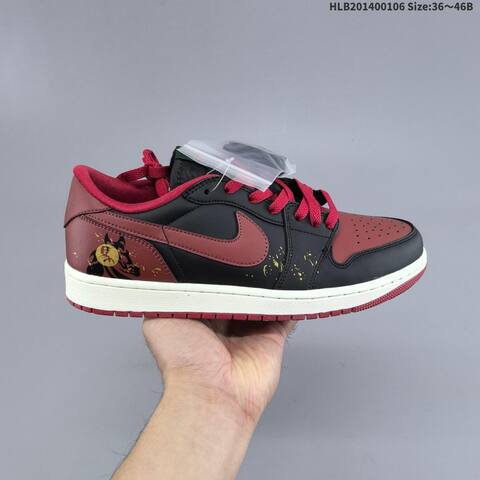 Jordan Air Jordan 1 Low Retro OG Black Dark Red Burgundy EU 36-46 Basketball - Unisex (BS-62190)