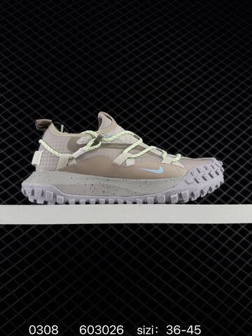 Nike ACG Mountain Fly Low GTX SE beige gray with tan outsole and red swoosh 36-45 trail