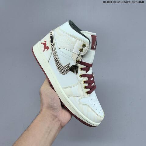 Jordan Air Jordan 1 Mid White Burgundy Cream Black EU 36-46 Basketball - Unisex (BS-67182)