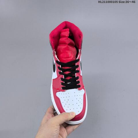 Nike Air Jordan 1 Retro Mid White Black Red 36-46 Basketball - Unisex (BS-67098)