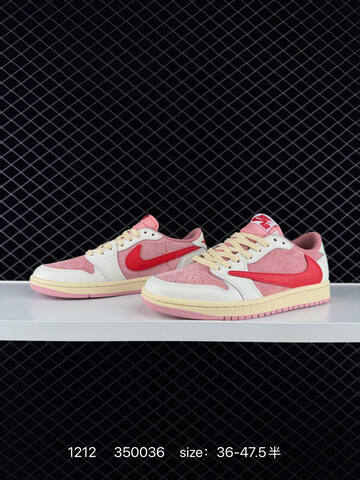 Jordan Air Jordan 1 Low Travis Scott White Pink Red Cream EU 36-47 5 Sneaker - Unisex BS-80076