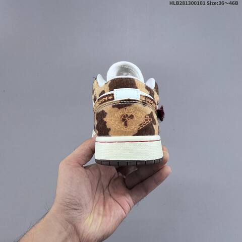 Nike Air Jordan 1 Low White Brown Red Leopard Print 36 46 Lifestyle - Unisex (BS-67141)