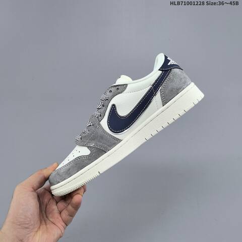 Nike Air Jordan 1 x Travis Scott White Grey Navy 36 45 Lifestyle - Unisex (BS-62362)