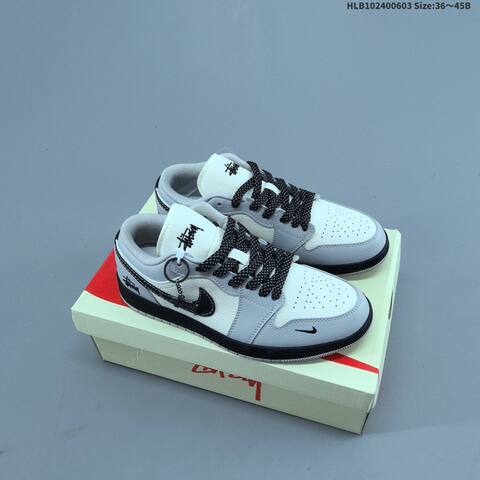Jordan Air Jordan 1 Low Light Grey White Black EU 36-45 Basketball - Unisex (BS-65812)